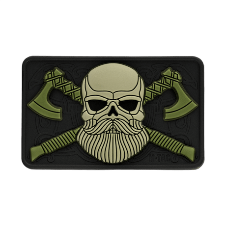M-Tac Bearded Skull 3D PVC Patch med Velcro, taktisk patch med skægget kranium design, holdbar til militær og udendørs brug.
