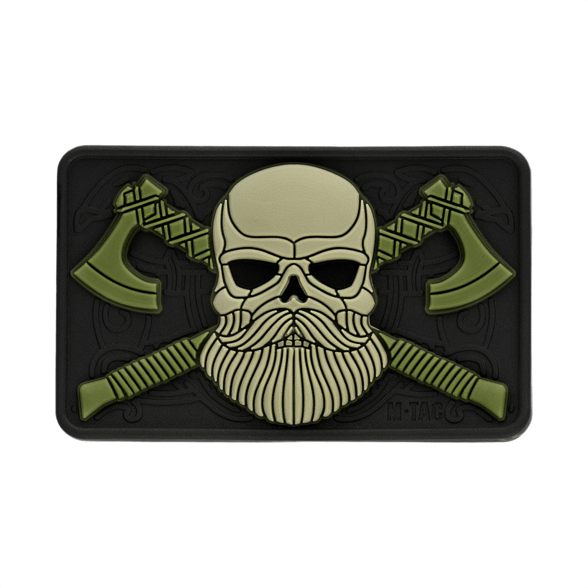 M-Tac Bearded Skull 3D PVC Patch med Velcro, taktisk patch med skægget kranium design, holdbar til militær og udendørs brug.