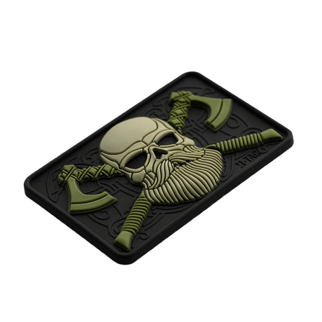 M-Tac Bearded Skull 3D PVC Patch i PVC med skægget kranium og Velcro til fastgørelse på militær- og outdoorudstyr.