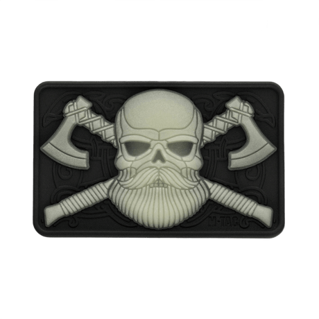 M-Tac Bearded Skull 3D PVC Patch med skægget kranium design, Velcro fastgørelse, taktisk morale patch, slidstærk, militær og outdoor, 80x50mm.