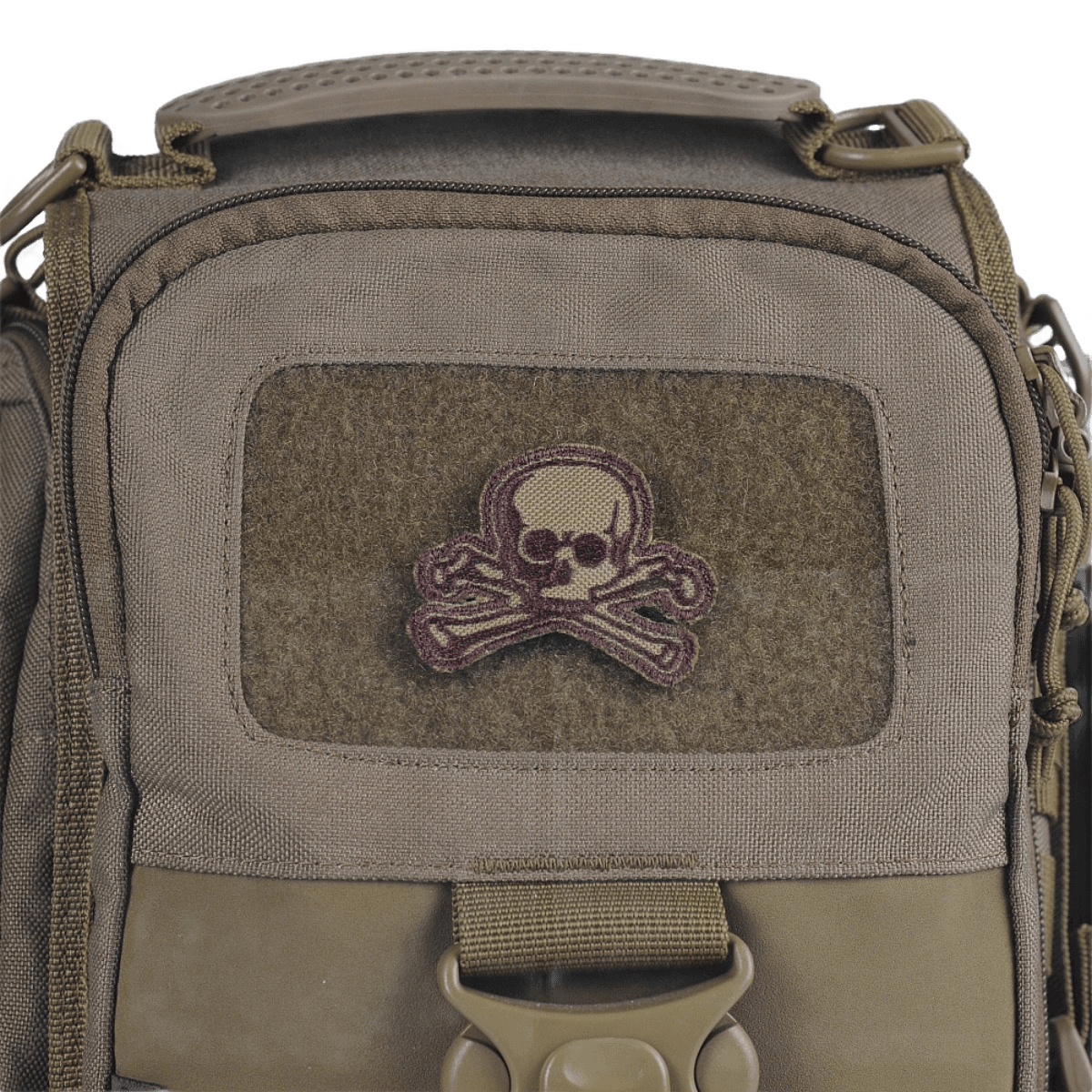 M-Tac Patch Old Skull Velcro på uniformstaske, 3D-effekt, 45x55 mm stof, perfekt til taktiske og fritidsaktiviteter.