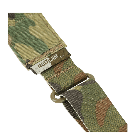 M-Tac Universal Våbenrem i camouflagefarvet nylon med justerbar længde og D-ring, designet til professionel våbenhåndtering, galleri position 1.