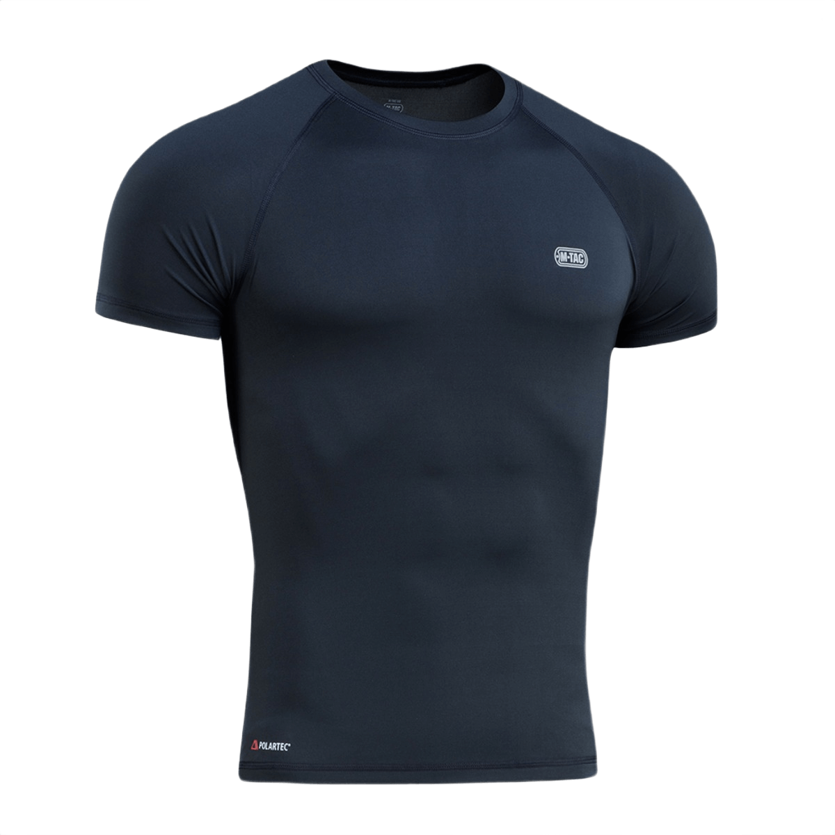 M-Tac T-shirt Ultra Light Polartec, sort, til træning og outdoor, lavet i let, strækbart Power Dry® materiale, med reflekterende logo.