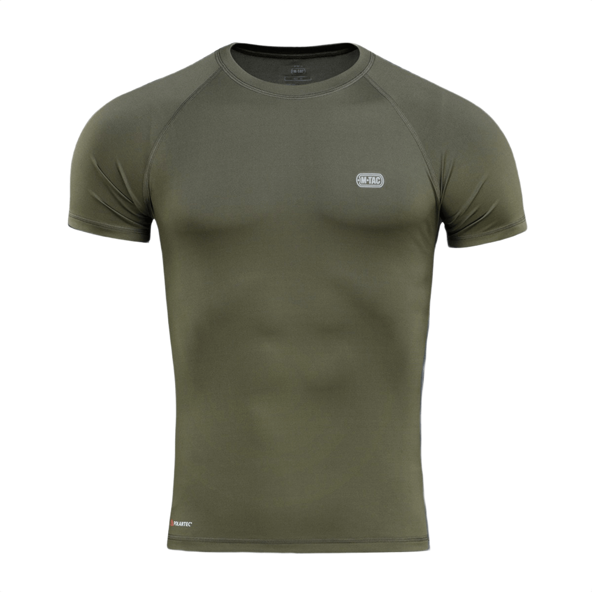 M-Tac T-shirt Ultra Light Polartec i olivengrøn med svedtransporterende Power Dry® materiale, perfekt til træning og outdoor.