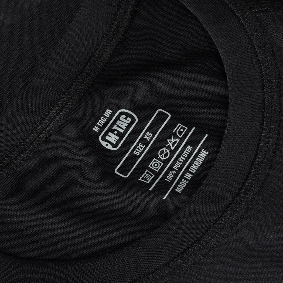 Størrelsesmærke på M-Tac T-shirt Ultra Light Polartec Lady, viser detaljernes mærkat og stofsammensætning.