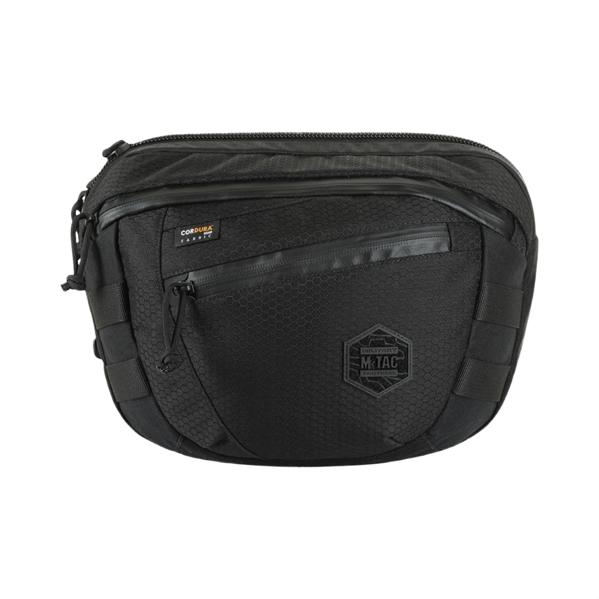 M-Tac Sphaera Hex Hardsling Bag Large Elite i sort med lynlås og logo foran. Praktisk og stilren taske til alle behov.