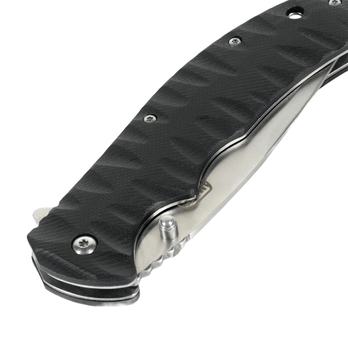 M-Tac Outdoor & Militær foldekniv - Type 8 med sort håndtag og krombelægning, EDC-udstyr, robust og alsidig taktisk knivdesign