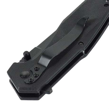 M-Tac Outdoor & Militær foldekniv - Type 5, klappet sammen, med solidt aluminiumshåndtag og skridsikre G10-komposit grebsflader.
