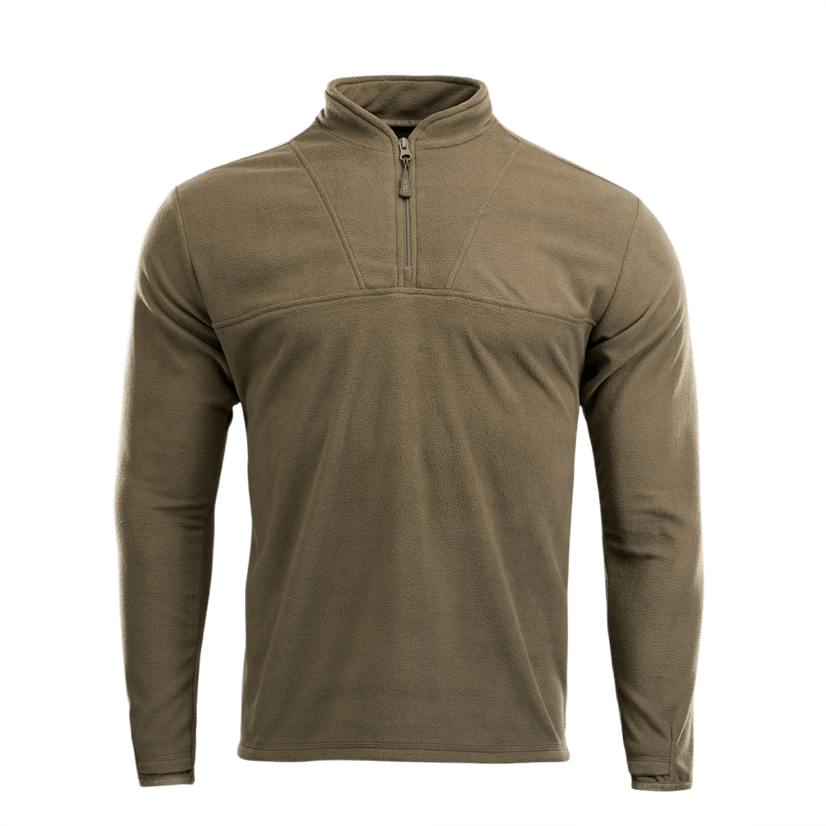 M-Tac Delta Fleece Jakke i olivenfarve med tommelhuller til aktiv brug i koldt vejr, lavet af 190 g/m² fleece for komfort og varme.