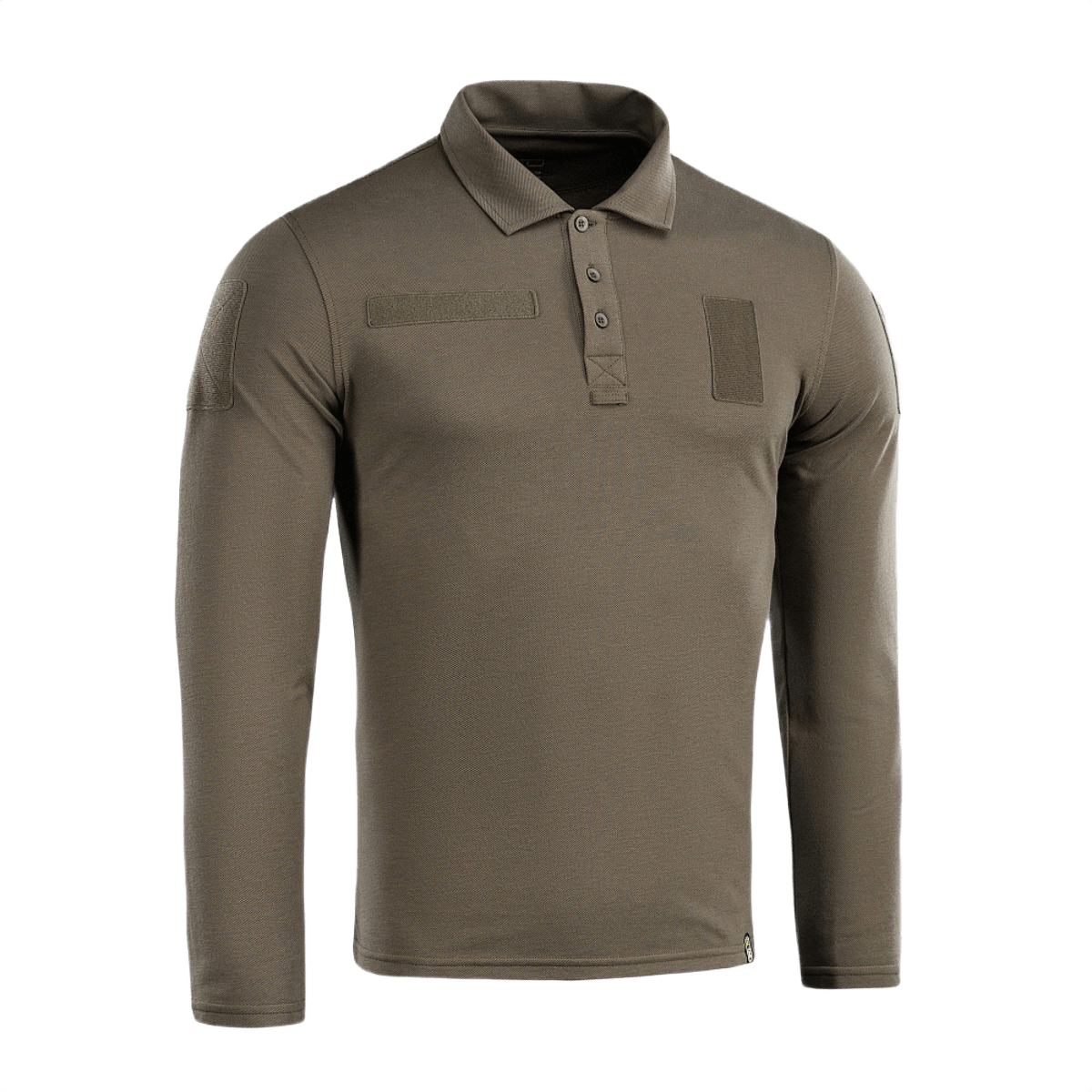 M-Tac Tactical Polo Shirt Langærmet 65/35 i olivengrøn med velcro-paneler til patches og ID, langærmet design til politi og sikkerhedsbrug.