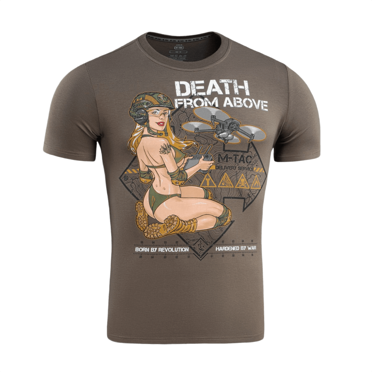 M-Tac T-Shirt Delivery Service med amerikansk Pin-Up-design og "Death from Above" tekst