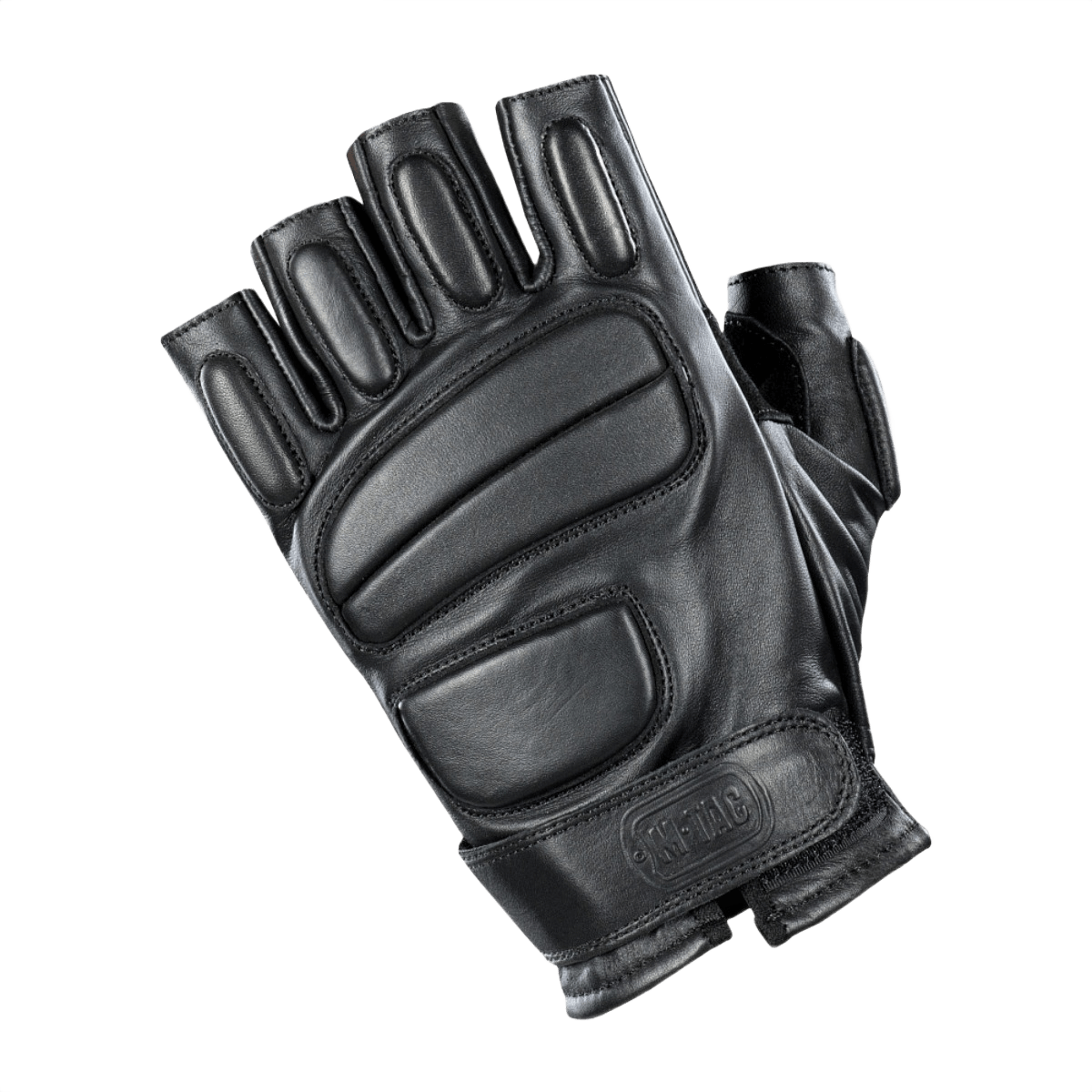 M-Tac Fingerløse Handsker Assault Tactical Mk.1 i sort med forstærket læderhåndflade og dæmpende kno-pads.