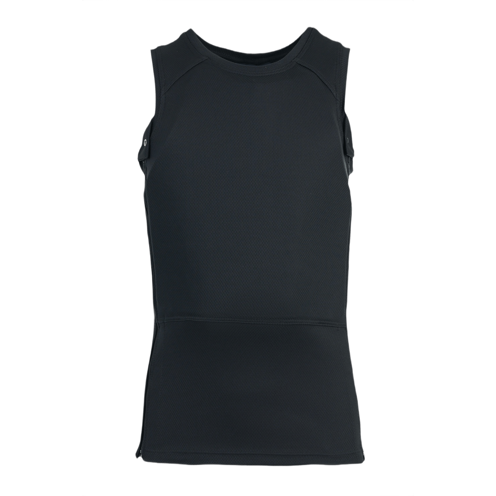 Anorak Rhodium® Undershirt II, sort blød skudsikker vest med niveau IIIA-beskyttelse, designet til skjult under en skjorte.