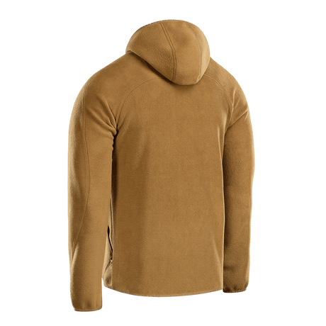 M-Tac Lite Microfleece Hættetrøje i lysebrun, set bagfra, fremstillet af åndbar mikrofleece med elastiske kanter for komfortable pasform.