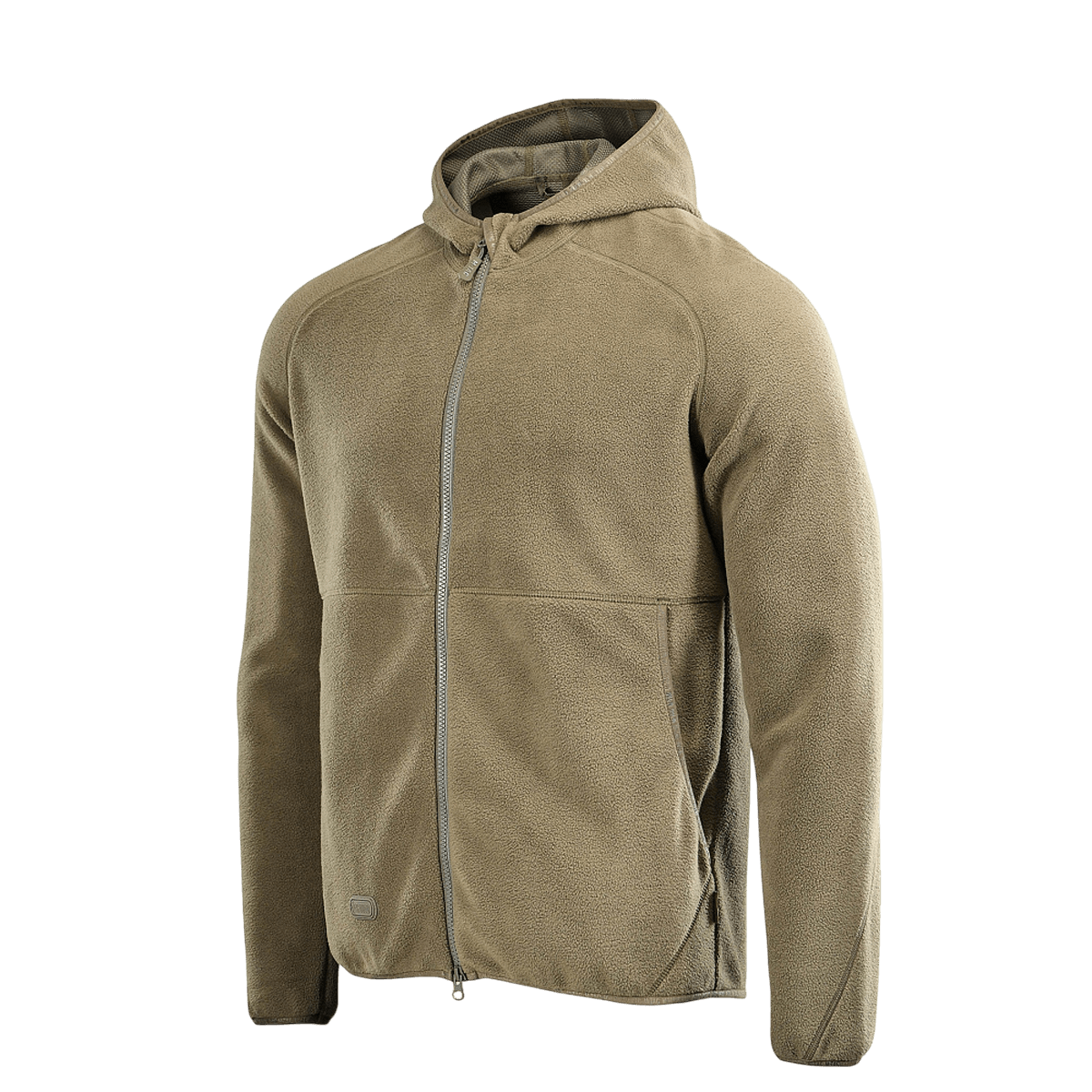 M-Tac Lite Microfleece Hættetrøje i beige mikrofleece med hætte, designet til komfort og bevægelsesfrihed.