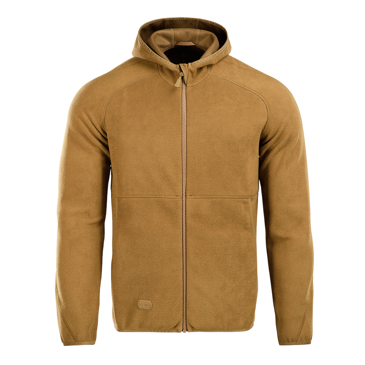 M-Tac Lite Microfleece Hættetrøje i brun, let mikrofleece med elastisk kant og hætte, perfekt til hverdag og friluftsliv.