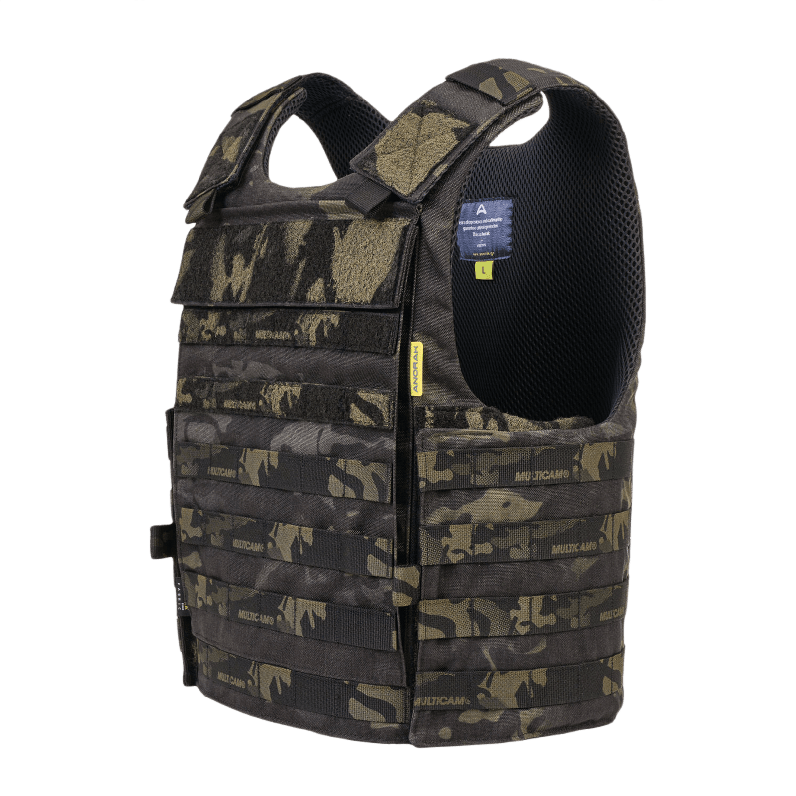 Anorak Tactical I MultiCam® Cover med ergonomisk design og 360° PALS webbing til MOLLE montering, ideel til politi og forsvar.