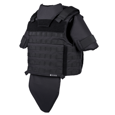 EA Combat Skud & Stiksikker Vest i sort med NIJ-certificeret Level IIIA beskyttelse, modulært design og robust materiale, galleri position 1.