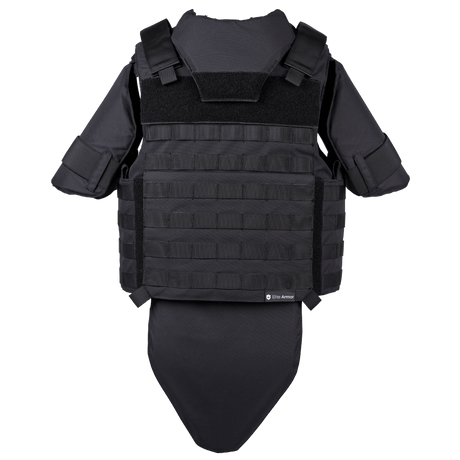 EA Combat Skud & Stiksikker Vest i sort med NIJ Level IIIA certificering, modulært design og beskyttende plader, galleri position 1 set bagfra.