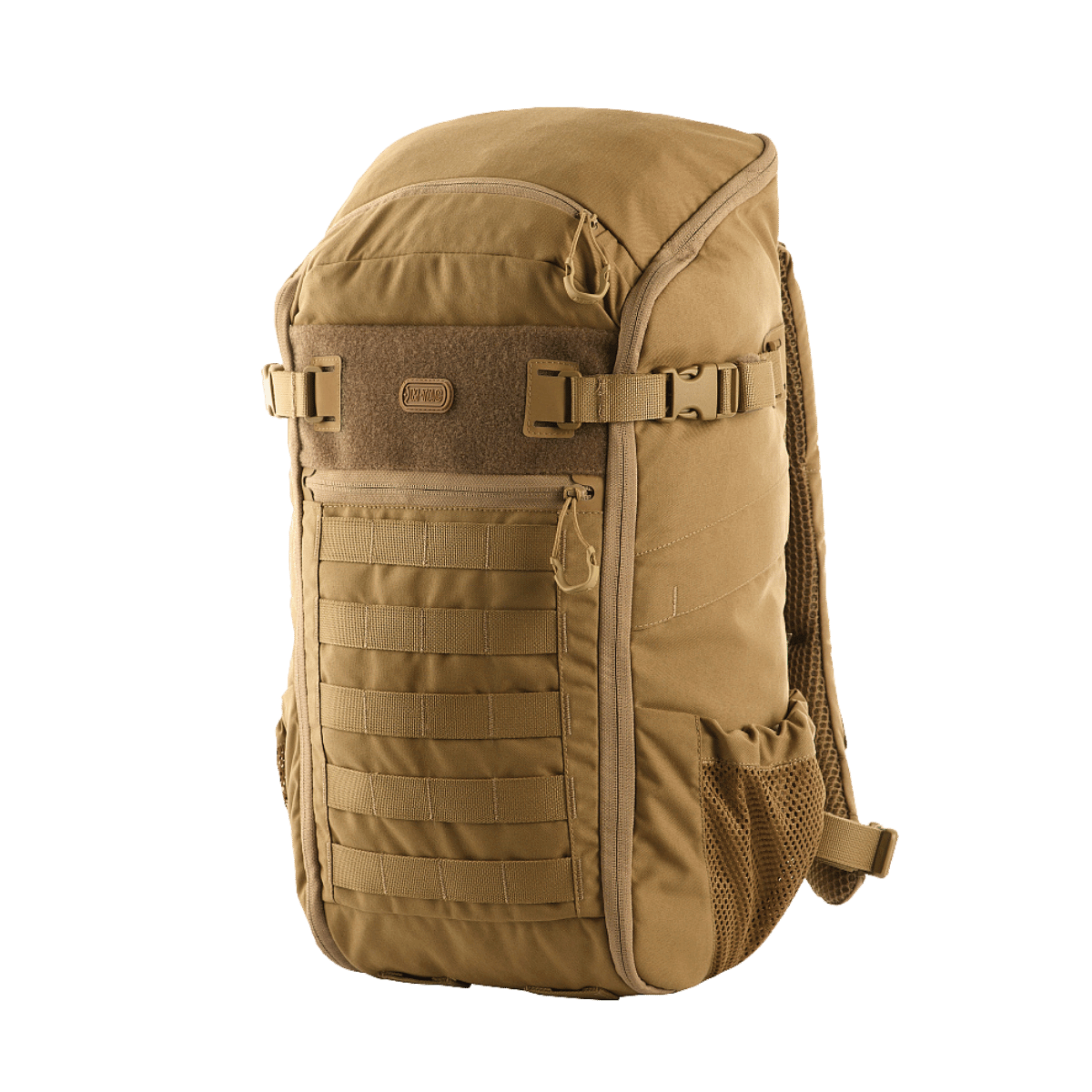 M-Tac Rygsæk Gen. II Elite – Small i tan farve med MOLLE-paneler og meshlommer, ideel til praktisk og sikker opbevaring.