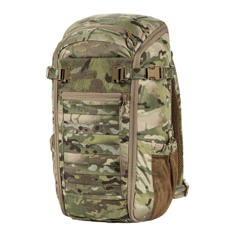 M-Tac Rygsæk Gen. II Elite – Small med camouflage, slidstærkt materiale, kuffertåbning og elastiske mesh-sidelommer, galleri position 1.