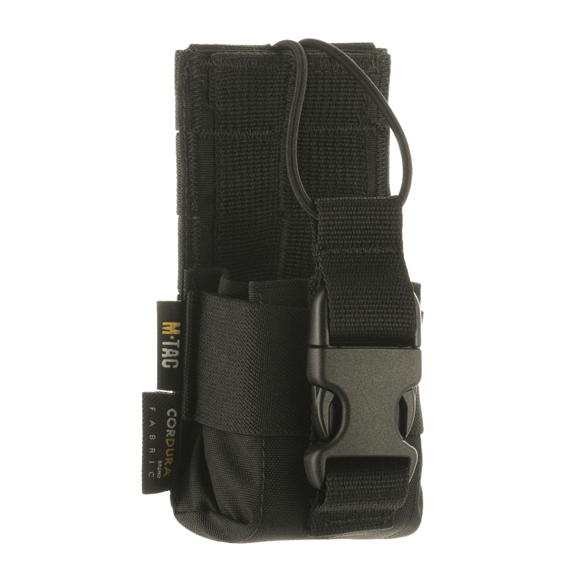 M-Tac Radio Pouch Motorola 4400/4800, sort radiotaske, MOLLE-kompatibel, designet til nem adgang til radiokontroller, skulderbæring.