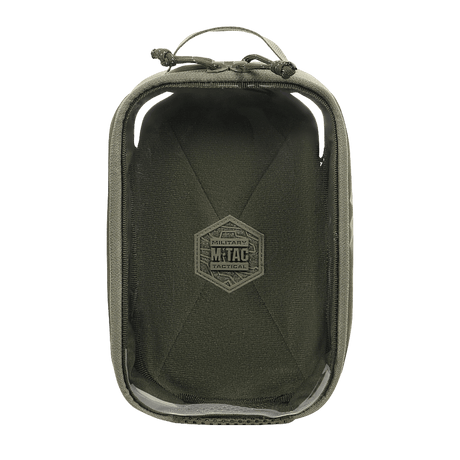 M-Tac Utility Organizer Transparent Elite Small Gen. II i olivengrøn med klar front, slidstærkt materiale og NIJ-certificering, galleri position 1