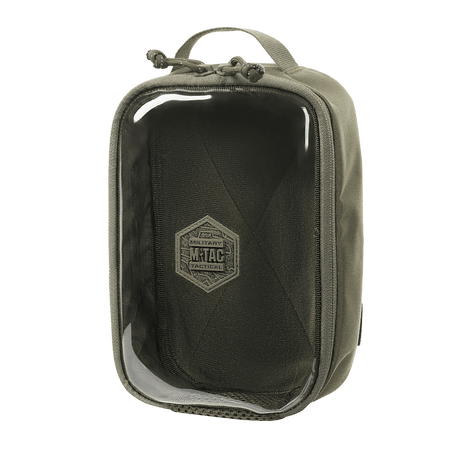 M-Tac Utility Organizer Transparent Elite Small Gen. II i olivengrøn med klar front, slidstærkt materiale og NIJ-certificering, galleri position 1