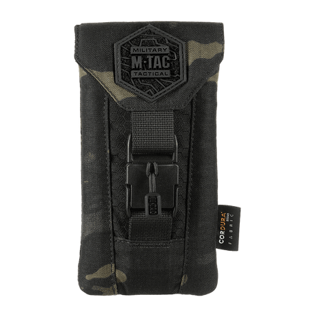 M-Tac Smartphone Taske Elite Medium Hex i sort camouflagemønster med robust Cordura materiale og NIJ-certificering, galleri position 1.