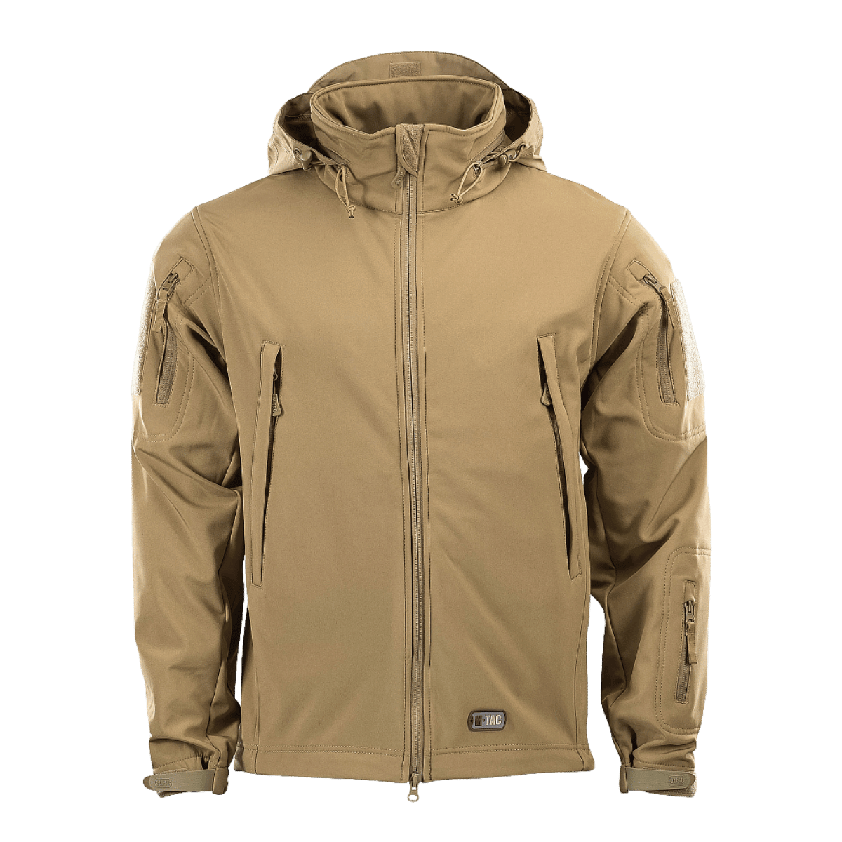 M-Tac Soft Shell Jakke i tan med polyuretan-membran og fleece-lag designet til beskyttelse mod dårligt vejr.