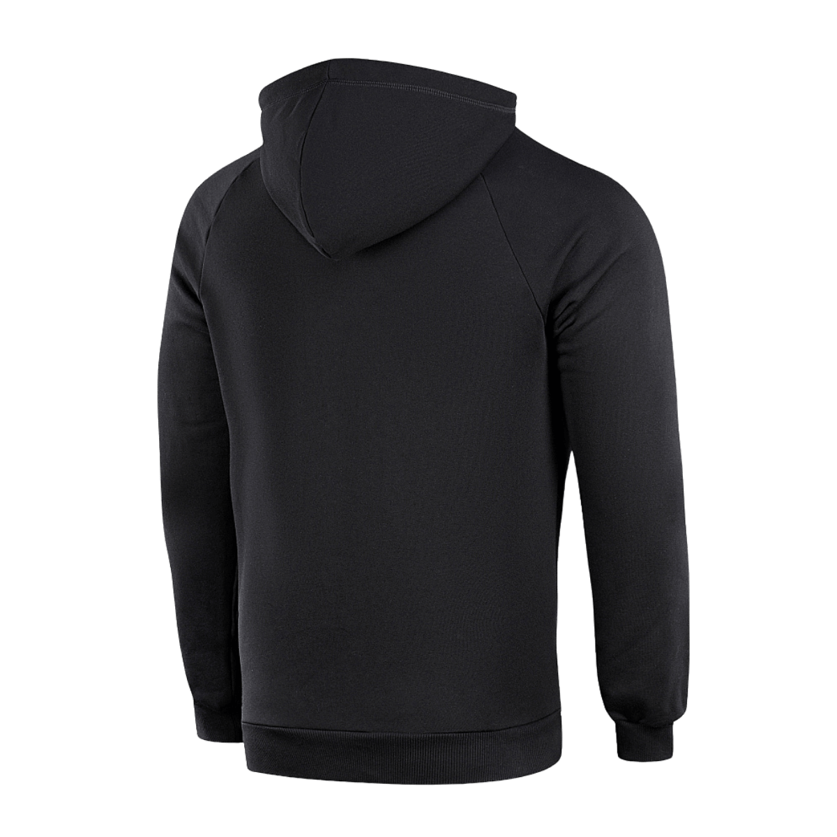 M-Tac Hættetrøje Cotton Raglan set bagfra, sort farve, 100% bomuld, komfortabelt design med raglanærmer.