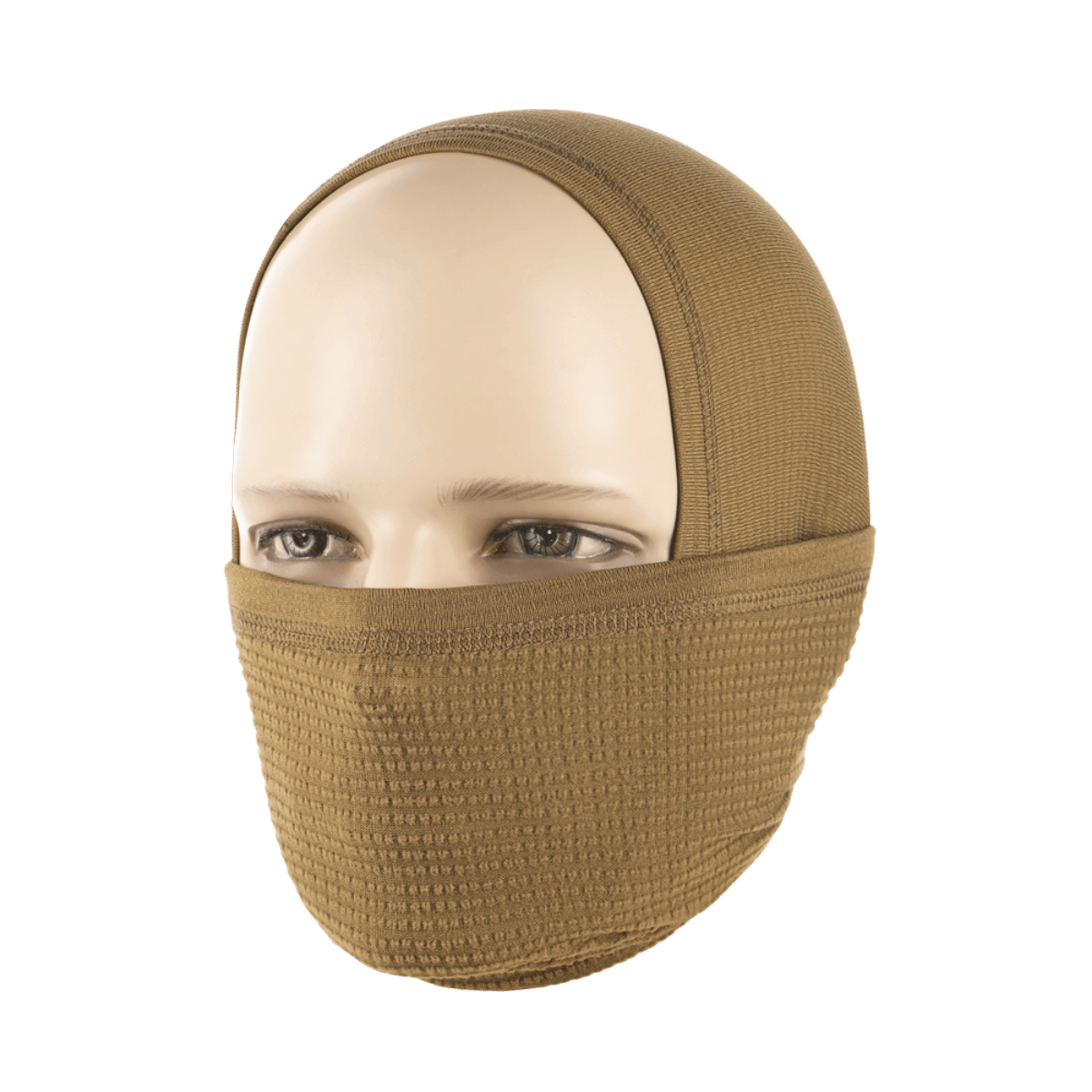 M-Tac Tube Scarf Polartec Power Grid i beige, slidstærkt og alsidigt halsrør til beskyttelse mod vind og kulde, på mannequin.