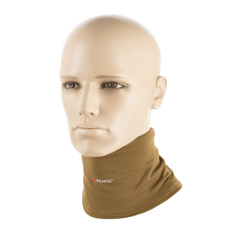 M-Tac Tube Scarf Polartec Power Grid i brun på mannequin, beskytter mod kulde og vind, multifunktionelt tilbehør.
