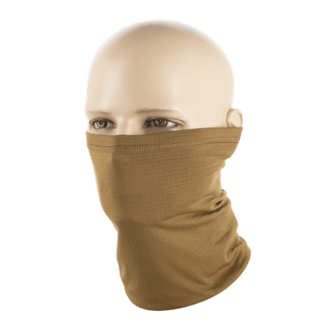 M-Tac Tube Scarf Polartec Power Grid i brun, slidt som ansigtsmaske, beskytter mod vind og kulde, anvendelig som halstørklæde eller pandebånd.