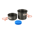 M-Tac Individuel Gryde i anodiseret aluminium med foldbare håndtag, perfekt til camping og friluftsliv. Inkluderer låg og skål.