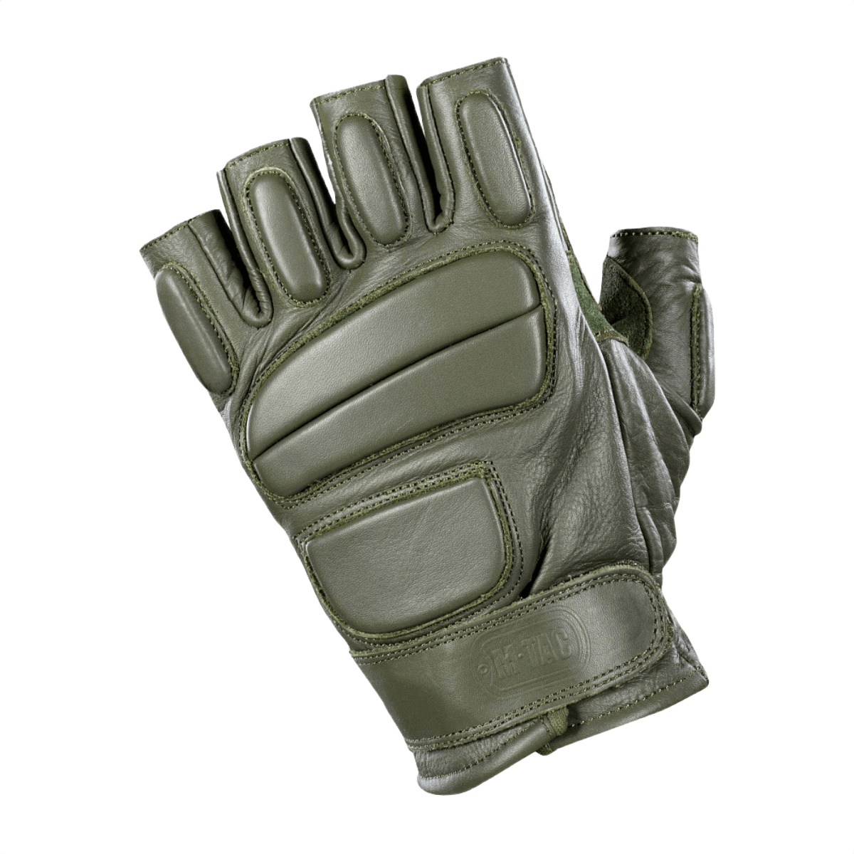 M-Tac Fingerløse Handsker Assault Tactical Mk.1 i læder med kno-pads og justerbar velcro for våbenhåndtering.