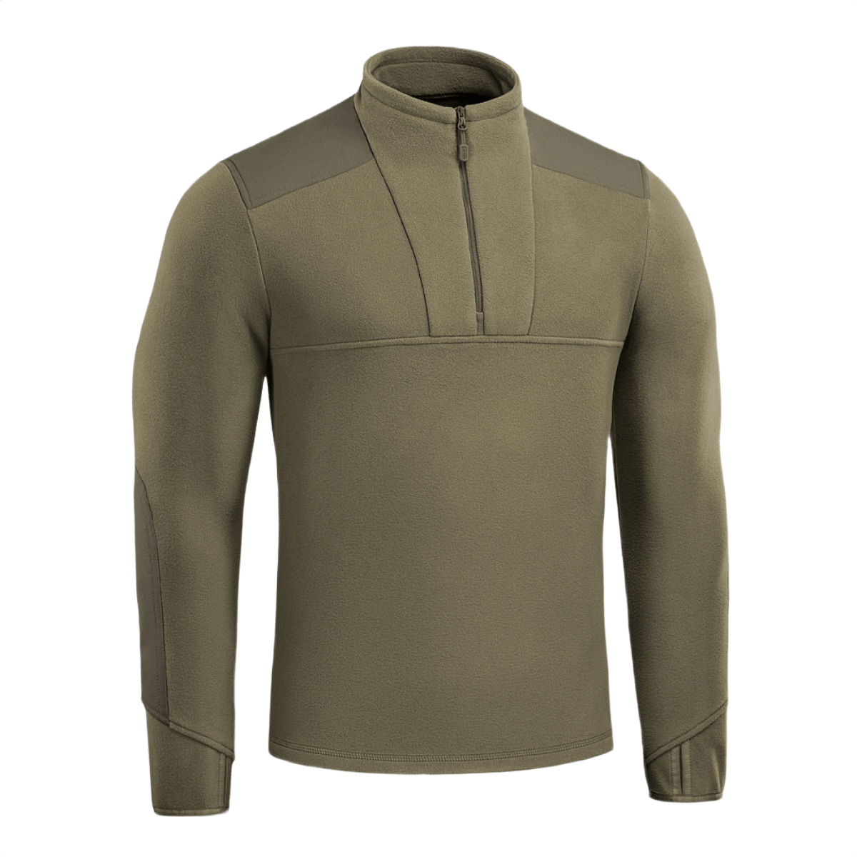 M-Tac Centurion Microfleece Jakke i olivengrøn, designet til varme og bevægelighed med YKK-lynlås og forstærkede skuldre.