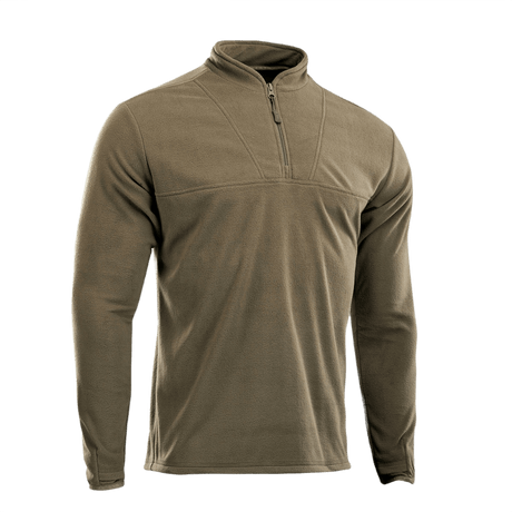 M-Tac Delta Fleece Jakke i beige, varm og let fleece med tommelhuller, perfekt til udendørs brug i koldt vejr. Materiale: fleece 190 g/m².