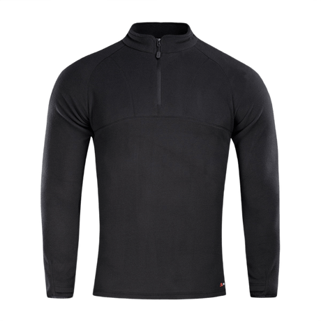 M-Tac Delta Polartec Raglan Jakke i sort fleece til hverdagsbrug og udendørsaktiviteter, med høj krave og halv lynlås.