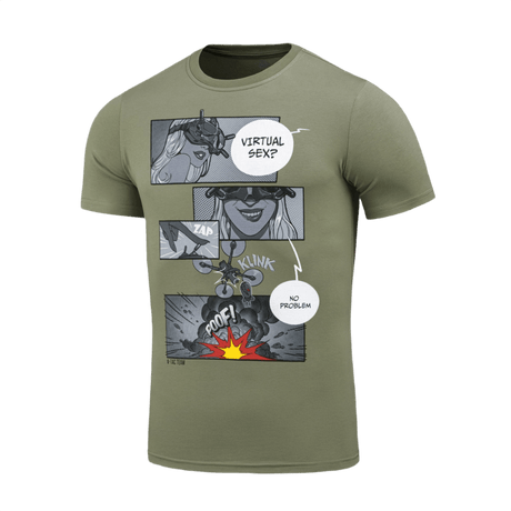 M-Tac T-Shirt Comics Drone Girl med comic-print af en droneoperatør i FPV-briller, komfortabel og elastisk, ideel til UAV-entusiaster.