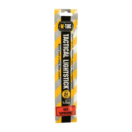 M-Tac Glow Stick 15 cm i rød emballage med 24 timers lyskilde indikator.
