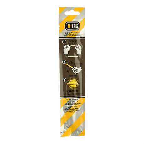 M-Tac Glow Stick 15 cm til nødbelysning, giftfri og brandsikker, op til 24 timers brug. Perfekt til mørke områder og signalering.