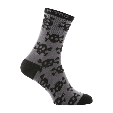 M-Tac Letvægtssokker Mk.3 Pirate Skull med dødningehoveddesign, perfekte til trekking, vandring og hverdagsbrug om sommeren.