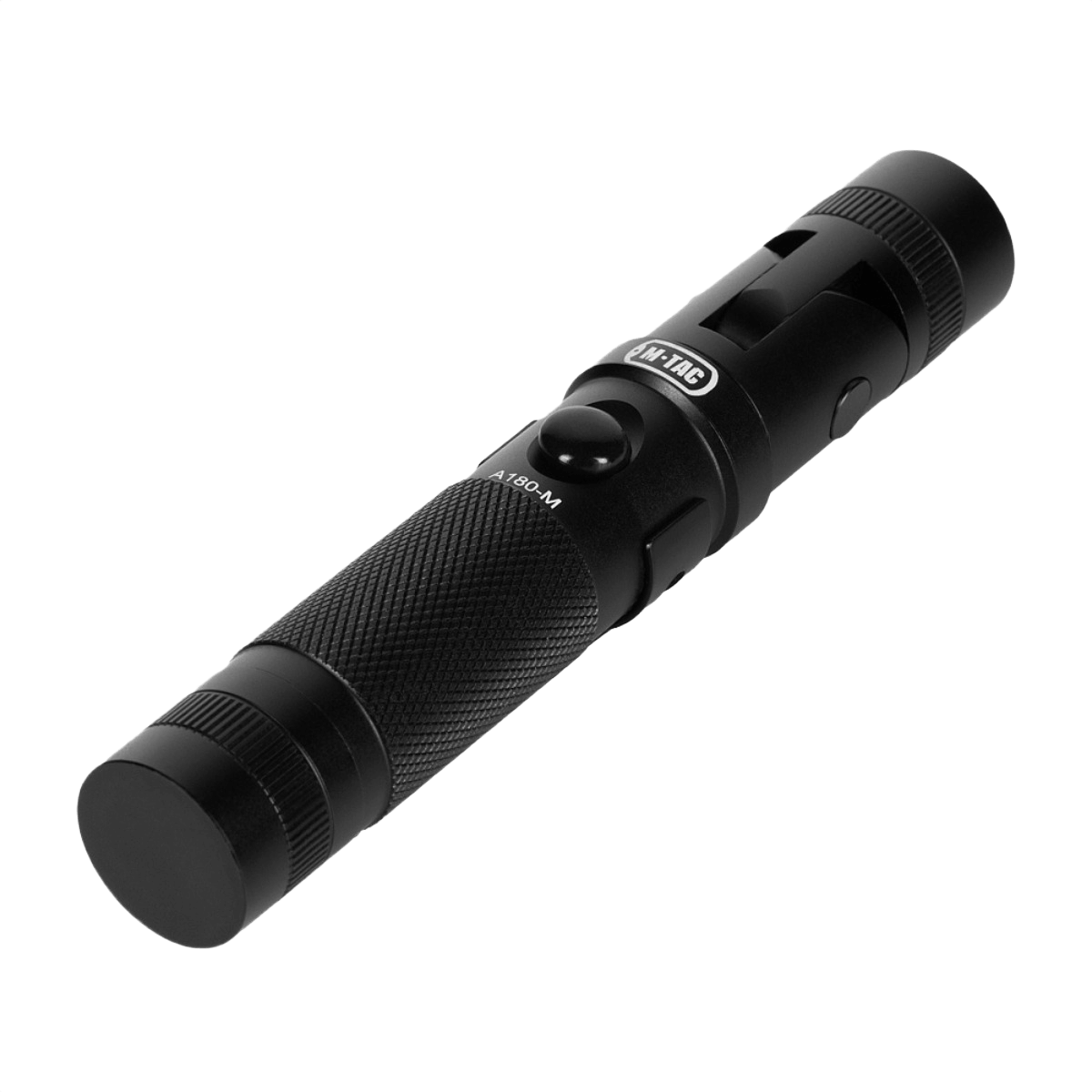 M-Tac Lommelygte A180 i aluminium med justerbar lysretning og magnet, 140 lumen, kompakt og praktisk design, ideel for frie hænder.