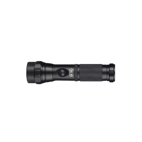 M-Tac Lommelygte UX11 i sort aluminiumlegering, kompakt design med justerbar lysstråle, 130 lumen LED belysning. Ideel til fleksibel brug.