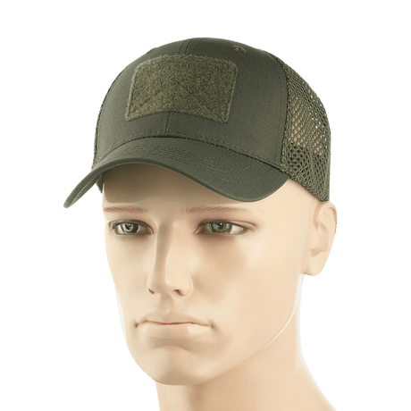 M-Tac Mesh Flex Ripstop Baseball Cap med Velcro med netpaneler, perfekt til taktisk brug og sommerdage, set på mannequin.