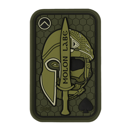 M-Tac Patch Molon Labe 3D PVC morale patch med gummi materiale, 3D-effekt og velcro, inspireret af 300 spartanerne, dimensioner 108x68 mm.