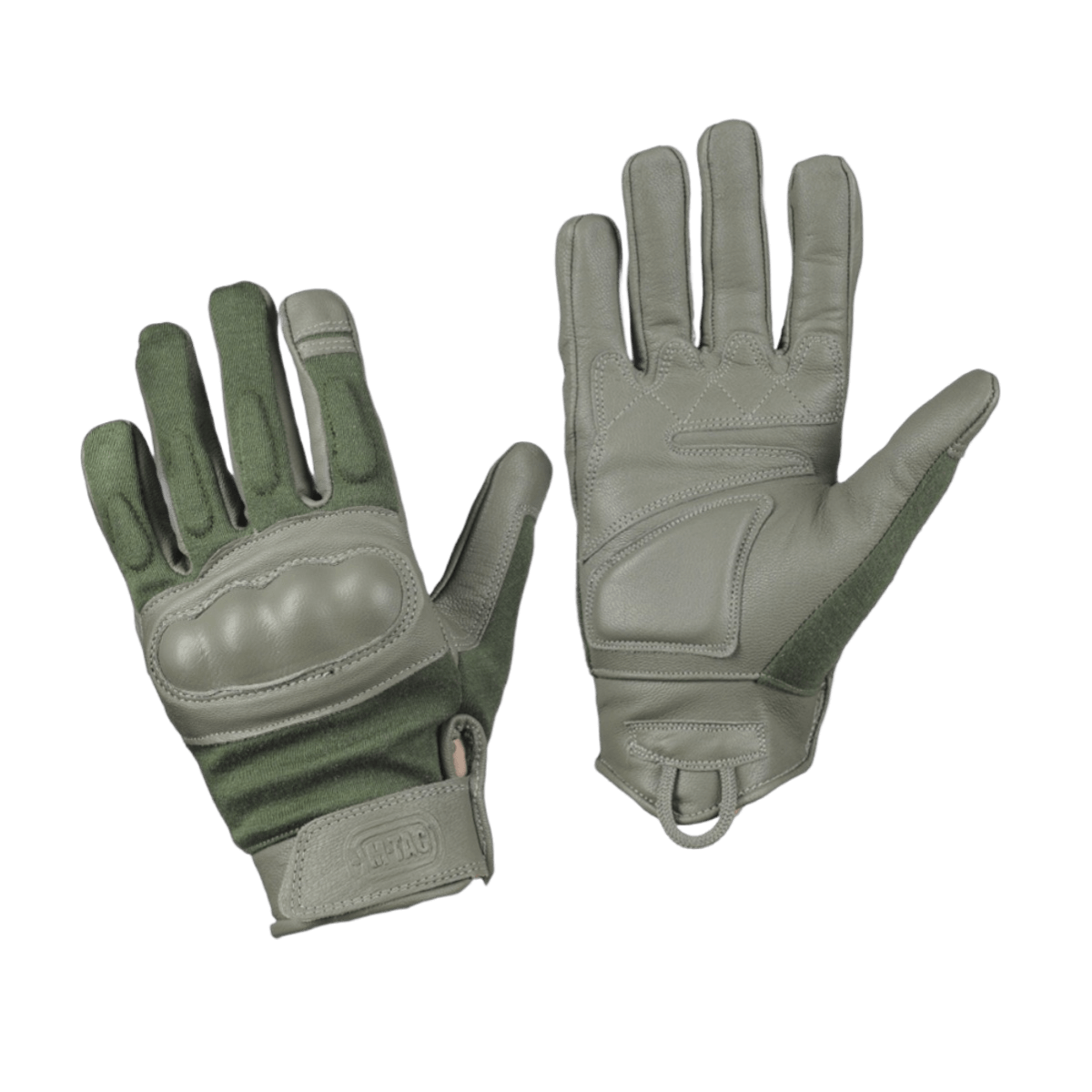 M-Tac Handsker Nomex Assault Tactical Mk.7 designet til skydning med beskyttelse og brandbestandige Nomex®-indsatser, grån grøn farve.