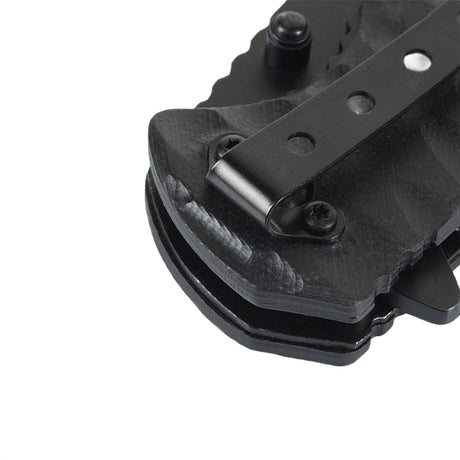 Detalje af M-Tac Outdoor & Militær foldekniv - Type 4 med slidstærkt G10-komposithåndtag.