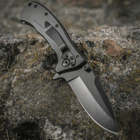 M-Tac Outdoor & Militær foldekniv - Type 7 på sten, aggressivt design og krom rustfrit stål for taktisk brug